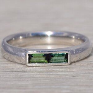 Green Tourmaline Ring in Platinum
